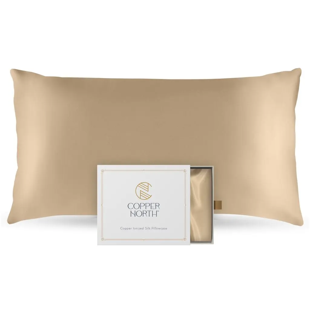 Gold King-Sized Copper-Infused Silk Pillowcase