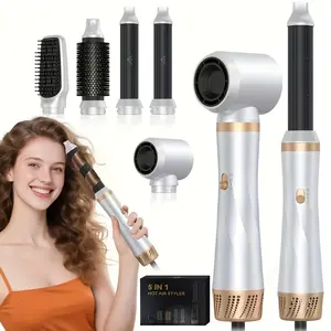 5 in 1 Hair Styler, Magic Styler, Hot Air Styler with Curl, Straighten, Volumise, Smooth and Hairdryer for Styling, Hair Curler, Airbrush Hair Styling Appliances for Women, Autumn and Winter Sales, Christmas, Black Friday, New Year Gift