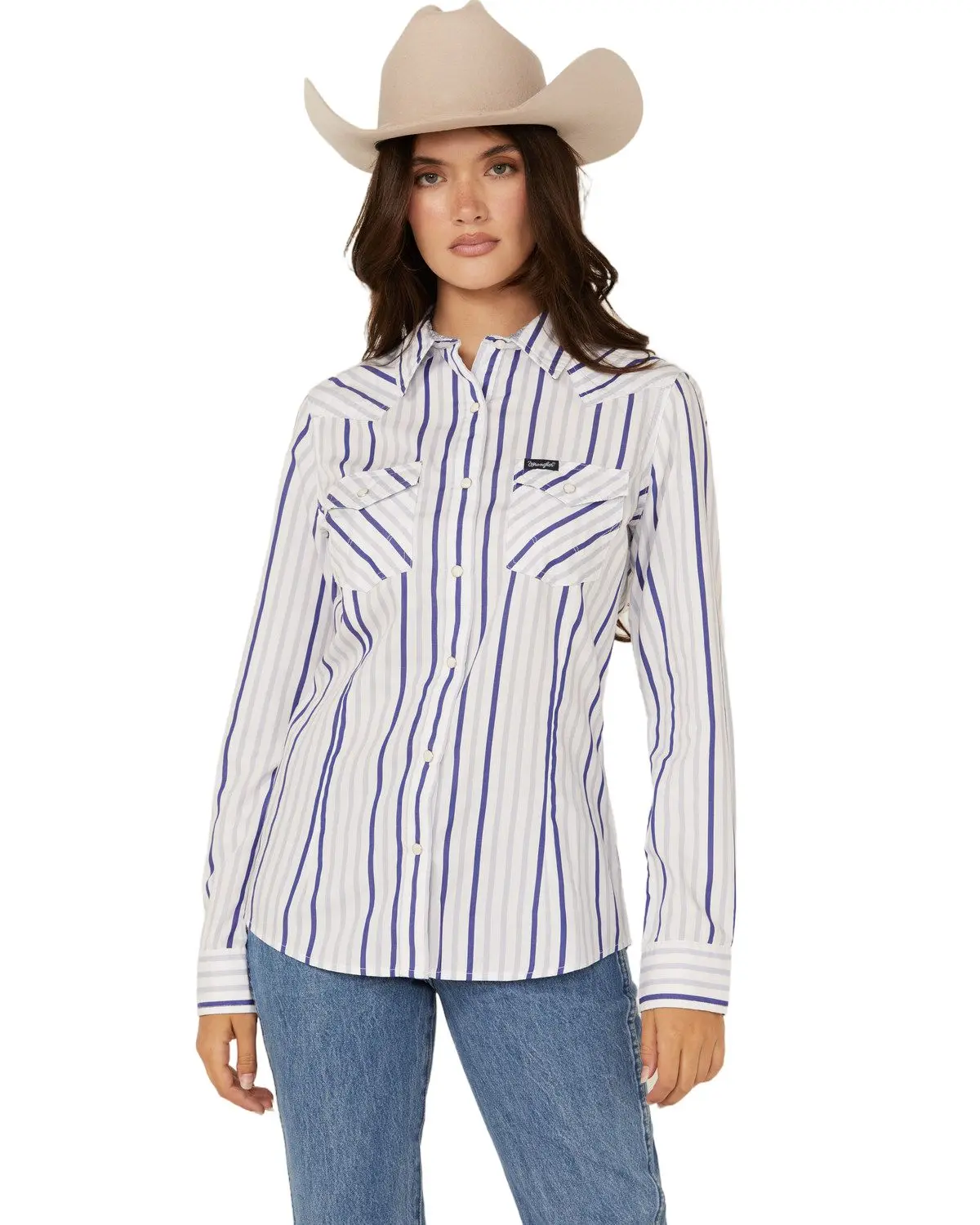 Wrangler Women's Retro Women'S Striped Print Long Sleeve Snap Western Shirt - 112361185