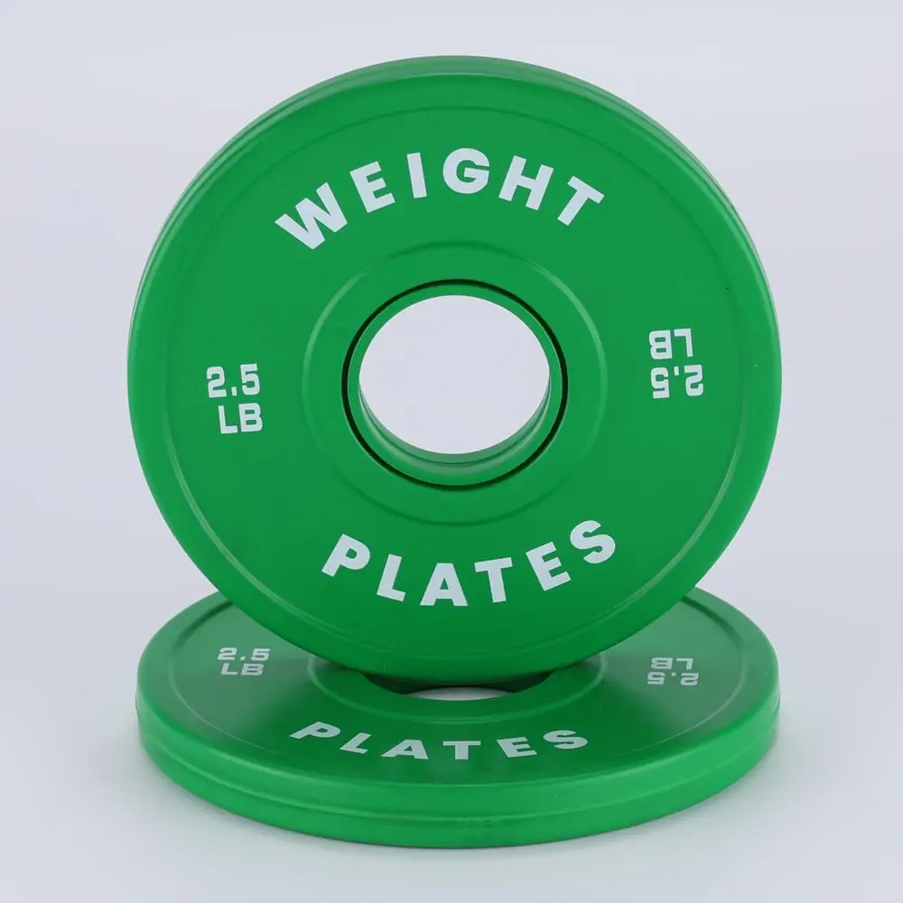 Sohochic 2.5LB 2PCS Fractional Olympic Bumper Plates Set - 2" Rubber-Coated, Micro Increments, Comfortable Grip, Precision and Performance, Strength Training Equipment for Olympic Barbell Weight Lifting, Safe Progression, Green