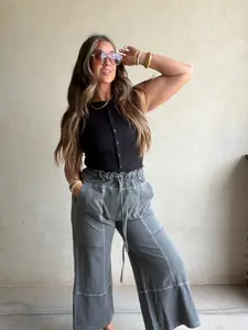 Whitney Ribbed Sleeveless Tank in Black