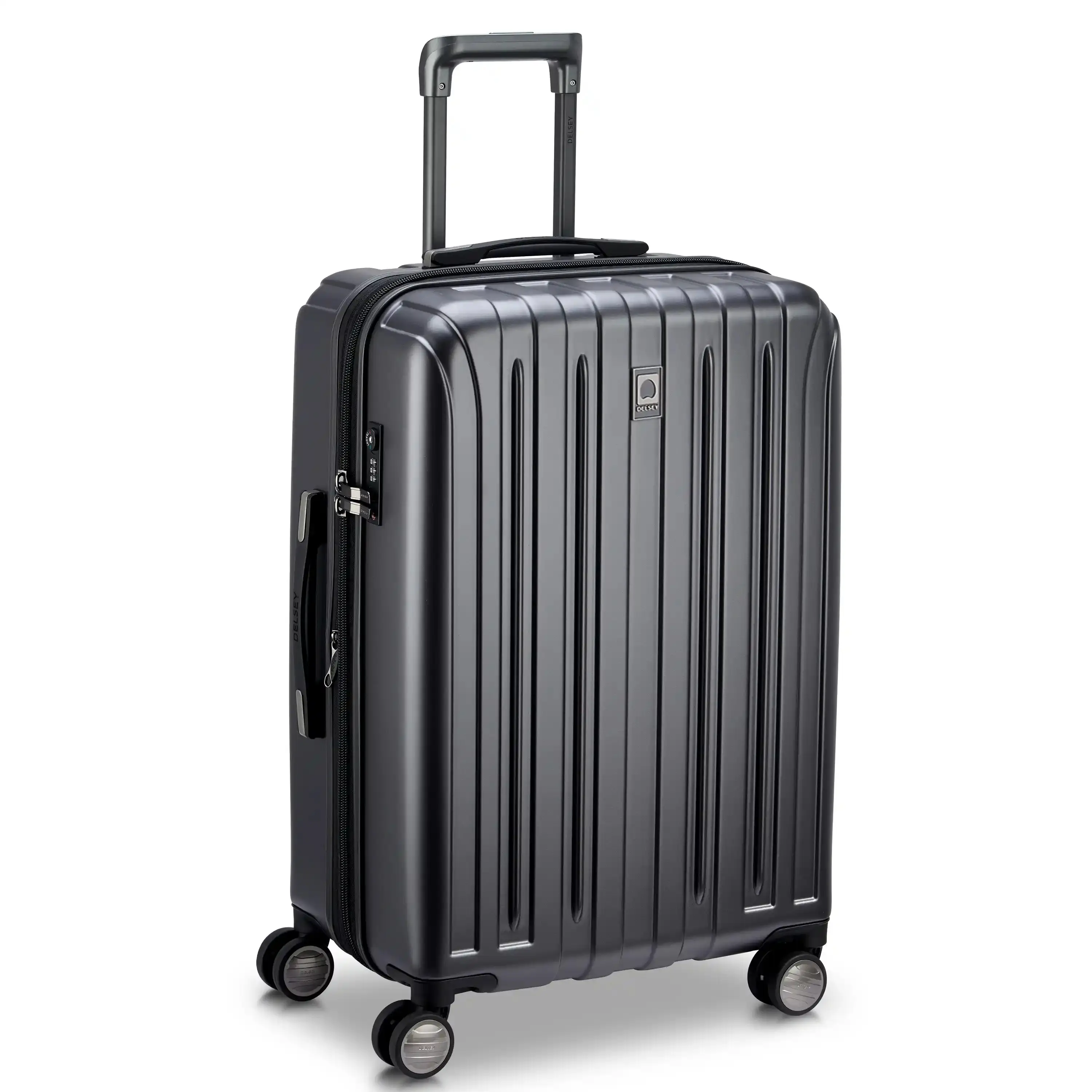DELSEY Paris Titanium Medium Expandable Spinner Luggage - Polycarbonate Construction, TSA-Certified Lock Checked Luggage, Drop-Resistant Anti-Collision Robust Design, Extra Space, Telescopic Handle, Tsa-Certified Checked Luggage