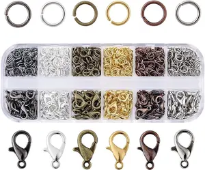 Jewelry Finding Kits 6 Colors 5mm Open Jump Rings & 12x6mm Lobster Claw Clasp DIY Bracelet Necklace Making Supplies
