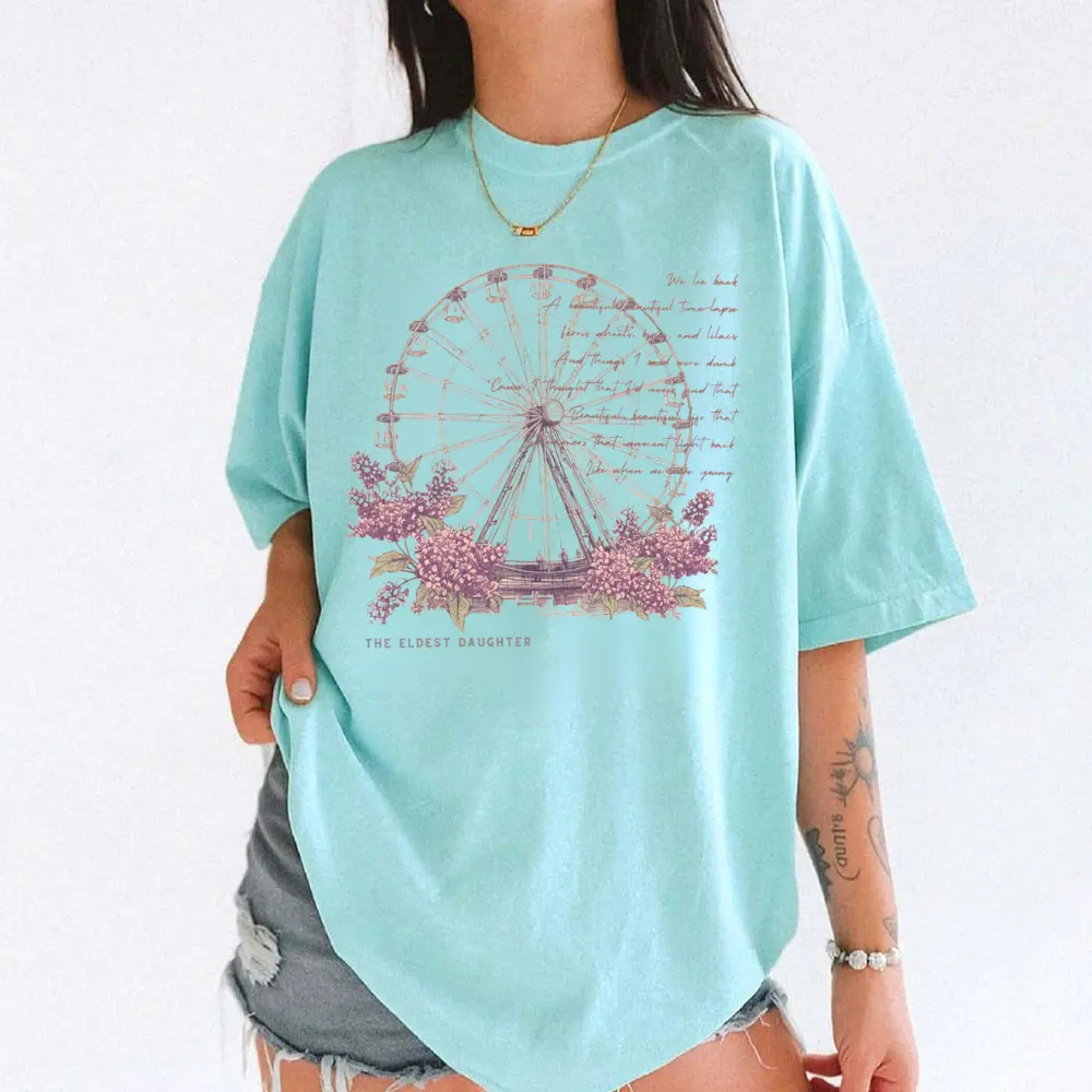 Comfort Colors Eldest Daughter Showgirl Shirt, the life of showgirl merch, showgirl merch, Ferris Wheels, Kisses, and Lilacs Lyrics Vintage Graphic Tee, The Life of The Eldest Daughter