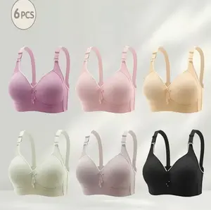 6PCS- EssElegance Push-Up Jacquard BraAdjustable Support Straps & Wire-Free DailyComfort,Women's Lingerie & Underwearuard BraAdjustable Support Straps & Wire-Free DailyComfort,Women's Lingerie & Underwear-Everyday bra gift for her/mother