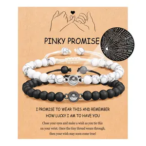 2Pcs Couples Gift Ideas, 100 Languages I Love You,Bracelets for Him Her on Valentine's Day Christmas Anniversary Birthday