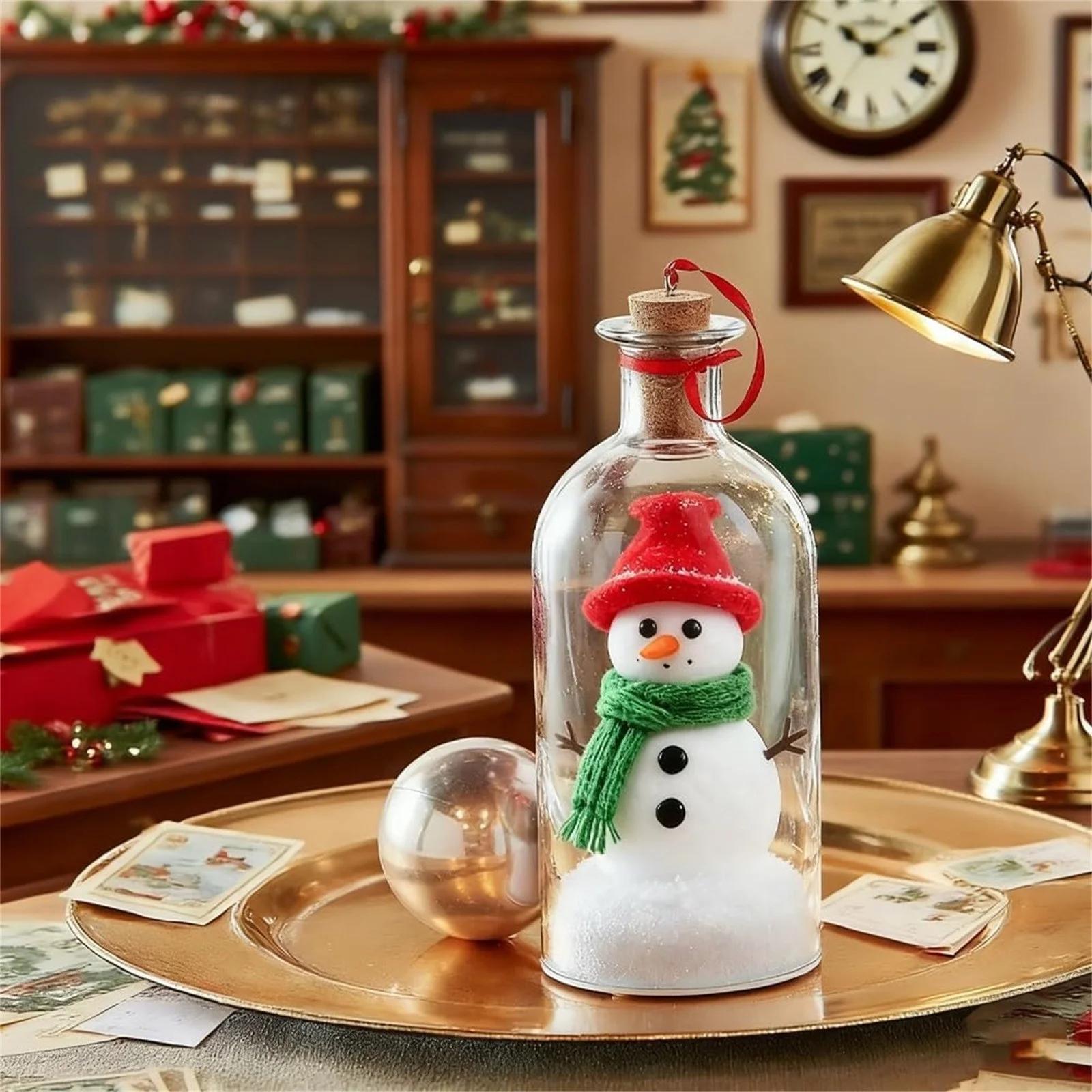 Snowman Voice Recording Decor 2.67"x7.87" Glass Keepsake, Festive Mantel/Shelf Ornament, Unique Holiday Gift for Friends & Colleagues