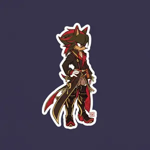 Black Red Hedgehog Anime Game Sticker
