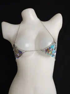 Women's Sexy Lingerie Accessories, Glittering Body Chain, Body Jewelry Accessory for Nightclubs, Parties, Hotels, Couples, Trendy European and American Style, Floral Print Chain