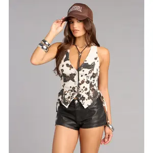 Wild West Cow Print Denim Vest