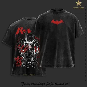 Laughing Bat Dark Knight Vintage Washed T-Shirt | Evil Gotham Comic Graphic Tee | Dark Hero Streetwear Oversized Shirt