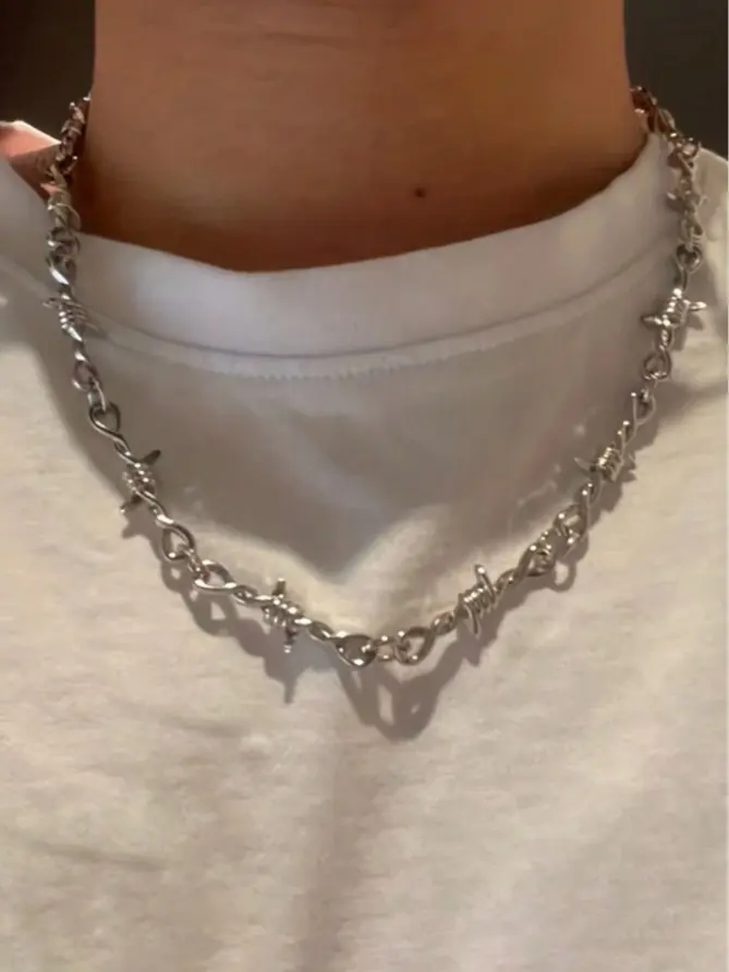 1PC Vintage Thorn Chain Necklace, Punk Streetwear Choker Necklace, Hip-Hop Style Chain Accessory, Unisex Fashion Jewelry for Daily Wear & Parties