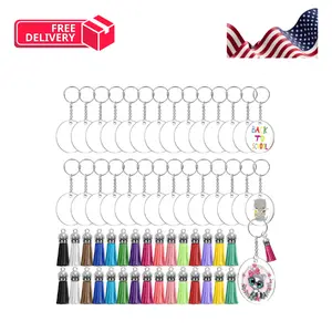 Acrylic Keychain Blanks Kit - 120pcs Including Clear Acrylic Blanks, Keychain Tassels