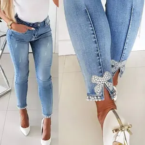 2025 Women’s Slim Fit Jeans — Butterfly Design, Adhesive Beads, Lightweight Denim, Skinny/Pencil Cut, Sexy Style, Spring Collection, Women’s Cowboy Jeans