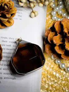 Large Smoky Quartz Faceted Pendant 925 Silver Natural Crystal 2.32oz Statement