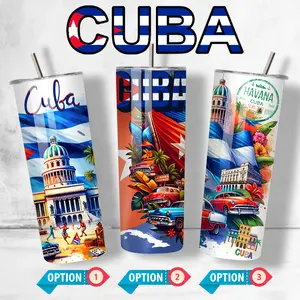 Cuba-Inspired 20oz Tumbler with Tropical Vibes, Stainless Steel Cup, Insulated Drinkware
