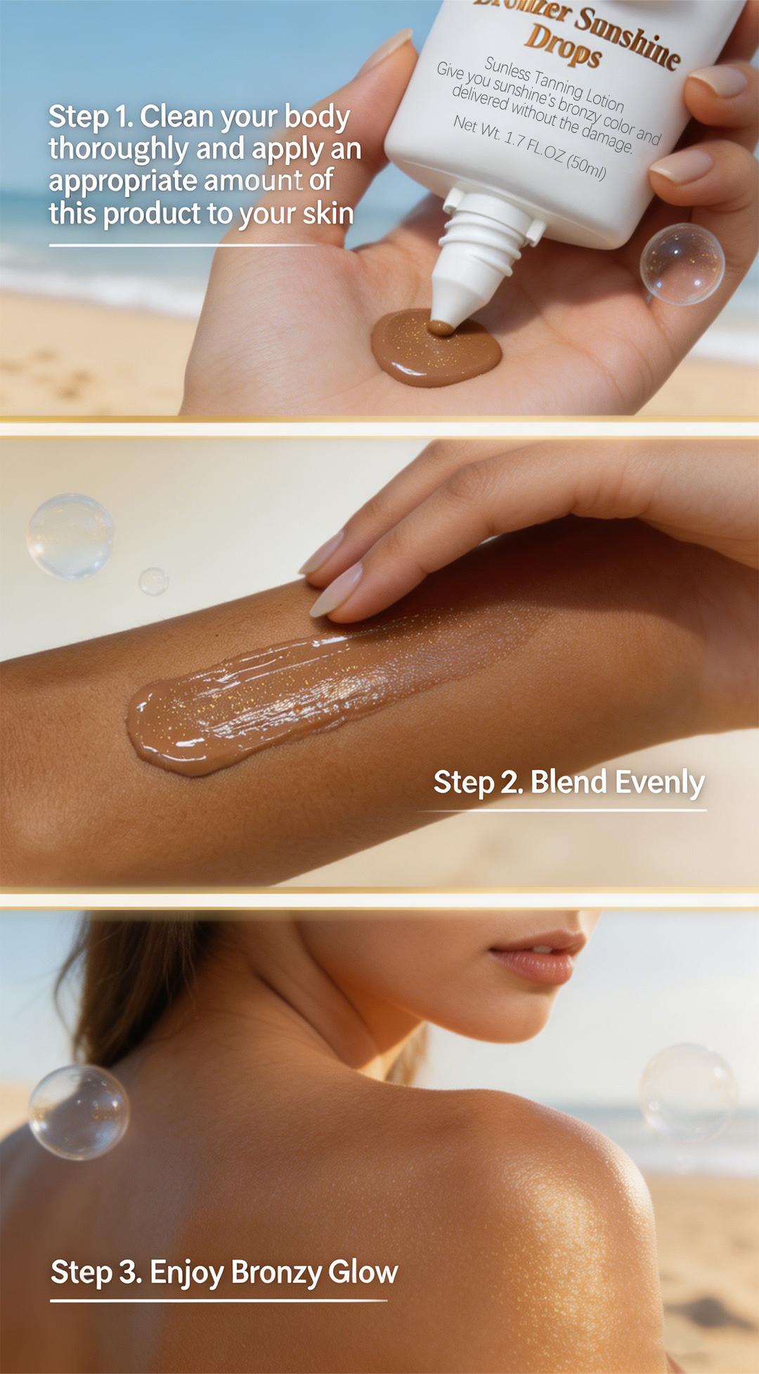 LE VITAL Sunless Tanning Lotion 50ml – Natural Bronzer Sunshine Glow, Fast-Absorbing Self Tanner for  Body, Non-Greasy Streak-Free Formula, Gentle UV-Free Tanning Cream for a Healthy Sun-Kissed Look