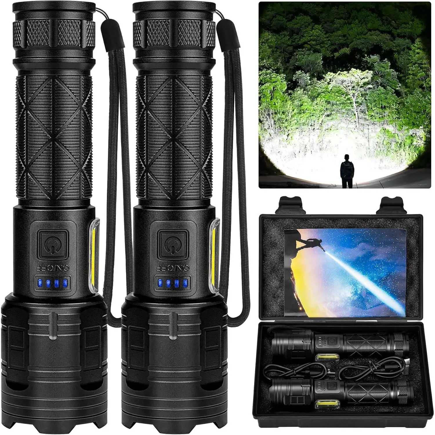 Rechargeable LED Flashlights High Lumens, 990000   Lumen Super Bright Flashlight with 7 Modes & Waterproof, Powerful USB Rechargeable Handheld Flash Light for Camping Home