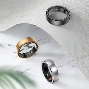 AI Smart Ring 2025 - Health Management Bluetooth Remote Gesture Control 5 ATM Waterproof Fitness Monitor Sleep Tracker 7-Day Battery Life for Android iOS Women Men Wearable Monitoring Sync Gold