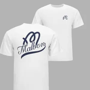 Malbon Script Signature Back Graphic T-Shirt, Oversized Logo Streetwear Design Tee, Minimal Golf Lifestyle Aesthetic Casual Outfit Unisex Cotton Shirt Trending Viral