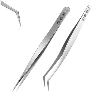2PCS Tweezers Set, Model Hobby Tools,-Stainless Tweezers for Gundam, Military Model, 3D Resin Parts, Industrial Tweezers