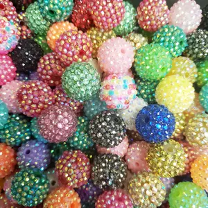 DBC Rhinesone Beads 20mm Bubblegum Rhinestone Bead Variety Color Pack 15pcs per Bag Adjustable Beaded Design Crystal Craft Kit for Beadable Pens Keychains