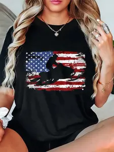 100% Cotton Snowmobile Vintage American Flag T-Shirt
