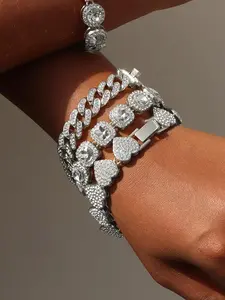 Water diamond decorative bracelet, exquisite fashion birthday gift accessories that can be layered, modern and luxurious accessories, Cuban bracelet, Rhinestone Bracelet, Cubic Zirconia Bracelet, suitable for daily wear, vacation and dating occasions