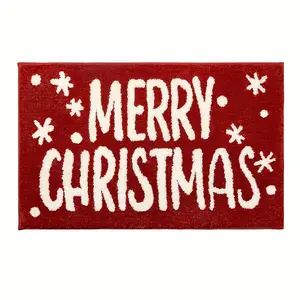 Christmas Bathroom Rugs Red Bath Mat, Extra Thick Soft Absorbent Bathroom Mat Non Slip Washable, Xmas Winter Bath Rugs Shower Floor Mats for Christmas Decorations