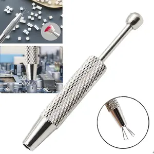 Mini Jewelry Tweezer, Portable Jewels Pick-up Tool with 4 Claws, Metal Gripping Tools for Beading, Watch, Eyeglass Repair, Heavy Duty, Stainless Steel Tweezers, Hand Tools, Hardware