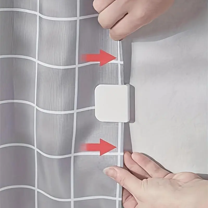 2/4pcs Multi-functional Shower Curtain Clips - Splash-proof, Sticky, Plastic - Creative Design, Easy Installation, Stylish Bathroom Decoration Bathroom Accessories
