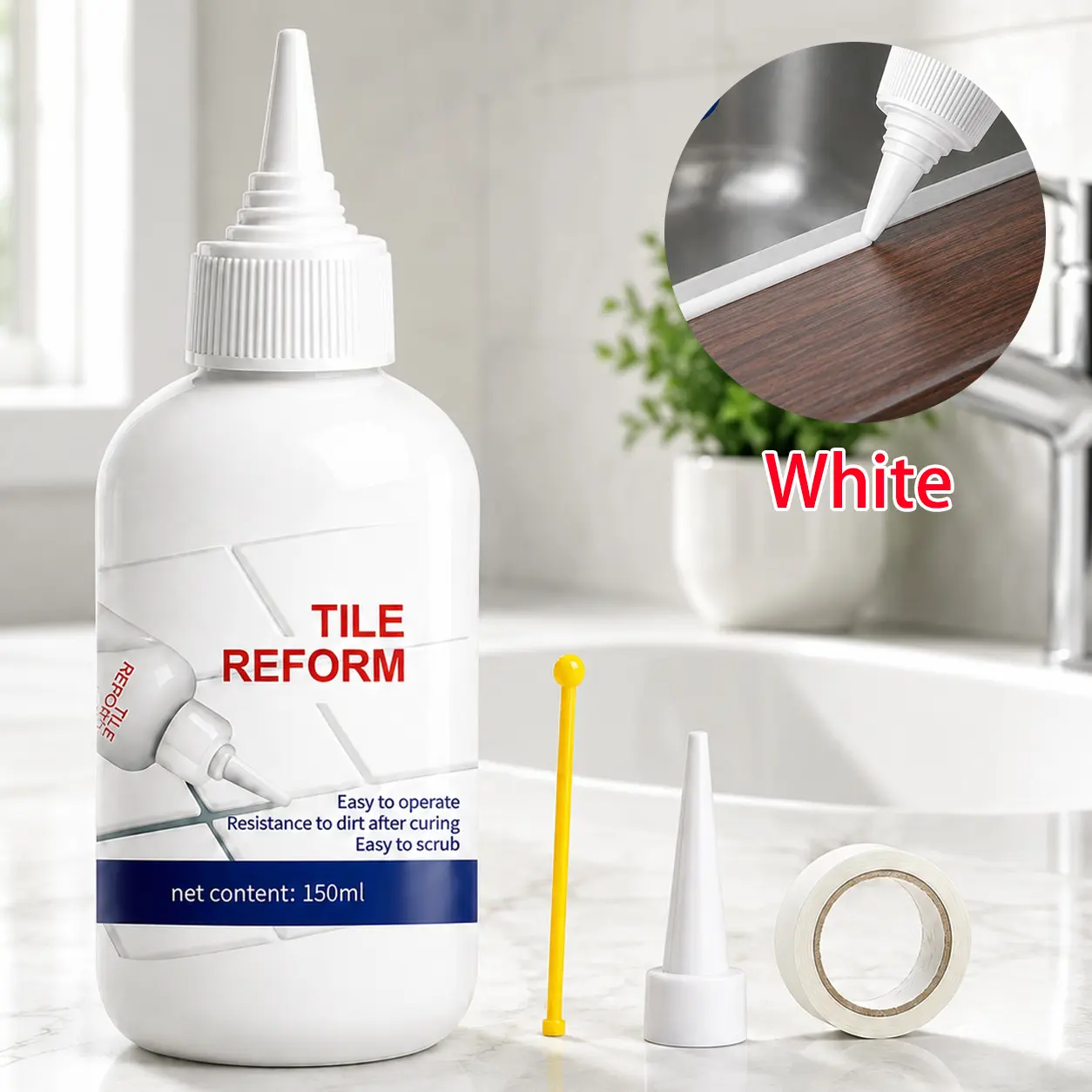 150ml Tile Grout Repair Sealant, Waterproof Grout Filler Pen Paste For Bathroom Kitchen TileGaps, Easy Clean Tile Reform Kit With Tools