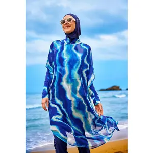 Silky Polyester Pareo Cover Up, Colorful Coral Lines Pattern, Balanced Transparency, Draped Silhouette for Beach Use