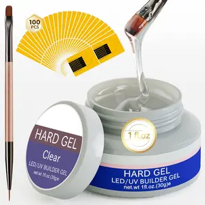 Acrylic Nail Art Kit, Transparent Builder Gel Set with Dual Head Brush & Extension Paper Tray, Professional Manicure Tools, Polygel Nail Kit