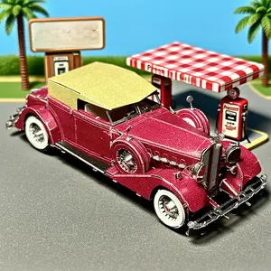 DIY Metal Puzzle Classic Batmobile 3D Colored Vintage Car Brain-teasing Stress-relief Puzzle lv3 Difficulty Requires Tools Self-assembly