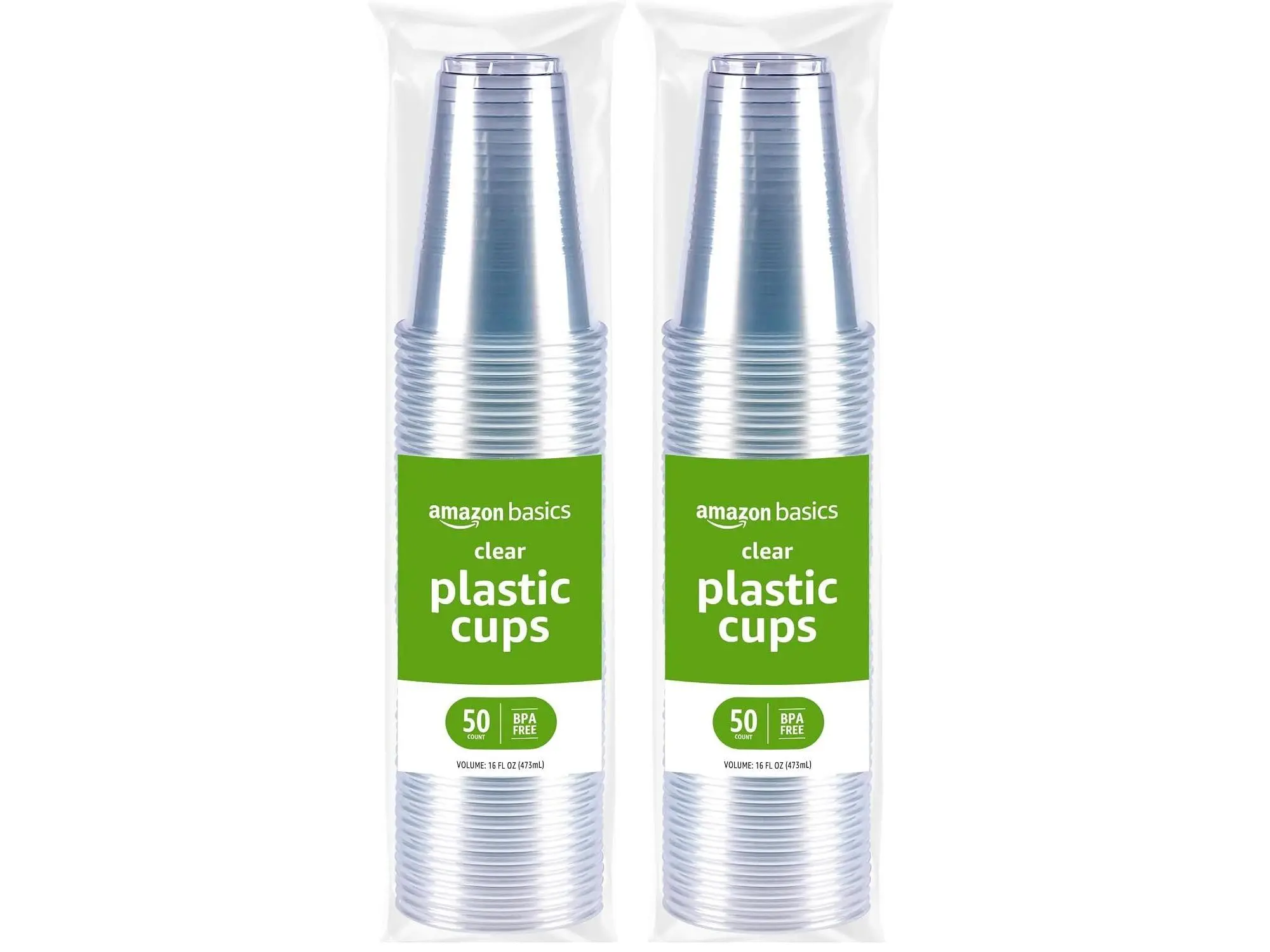 Amazon Basics Small Disposable Clear Plastic Cups, 9oz, 100 Count