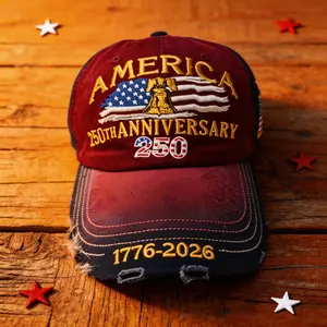 US 250th Anniversary Embroidered Baseball Cap, UPF 50+ Sun Protection Commemorative Hat