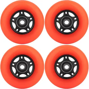 Inline Skate Wheels with Bearings ABEC-9 and Floating Spacers for  Roller Hockey Skates, 85A Indoor & Outdoor, 64mm/70mm/72mm/76mm/80mm Dia, 4-Pack (Orange, 76mm)