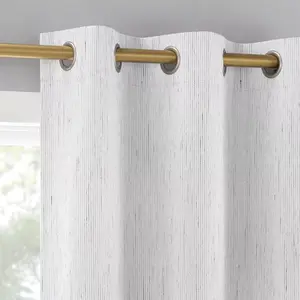 2pc 37"x96" Sun Zero Halleck Vertical Strie 100% Blackout Grommet Curtain Panel Pair Pearl: Modern Thermal Insulated