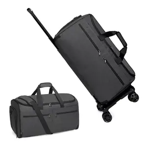 Carry on Rolling Garment Bag, 3-in-1 Convertible Suit Bag with Wheels, Wrinkle-Free Travel Duffel Bag for Business & Weekend, Detachable Trolley