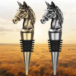 Vintage Style Headgear Horse-Shaped Wine Stopper, Creative Animal Design Bar Accessory, Portable Kitchen Dining Party Champagne Saver Decoration, Unique Gift for Christmas