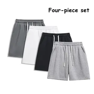 Men’s Summer Straight-Leg Trendy Versatile Athletic Shorts — 4-Pack Solid Color Casual Shorts for Teens