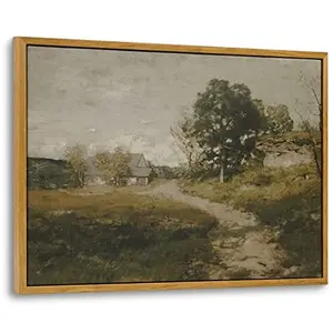 InSimSea Framed Canvas Wall Art Vintage Decor, Wall Art for Living Room Office Bedroom Decor, Vintage Countryside Road Wall Pictures, Painting for Bedroom Bathroom Wall Decor, 12"x16"