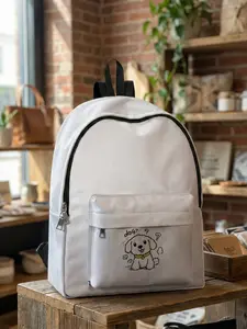 One Dog Printed Backpack, Fun Design, Stylish Look for Daily Use, Spacious Storage, Suitable for School, Business Trips and Travel.