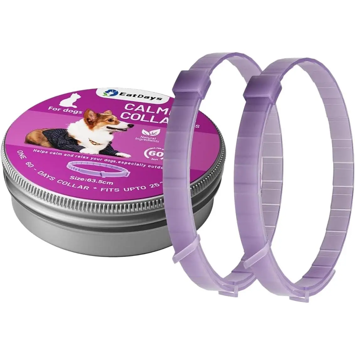 EatDays Dog Calming Collar Pheromone Anxiety Relief Collar for Dogs Separation Anxiety Stress Barking Control Lavender Adjustable Fit Thunder Fireworks Travel Behavior Support