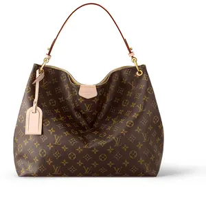 Louis Vuitton Graceful MM Hobo Bag for Women – Classic Monogram Coated Canvas with Magnetic Closure, Light Brown