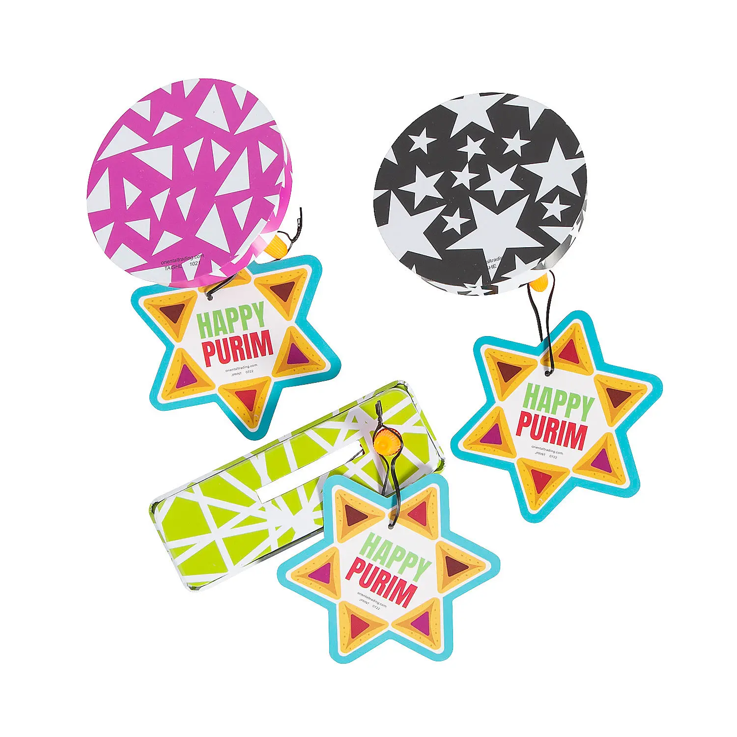 Bulk 50 Pc. Mini Happy Purim Noisemakers