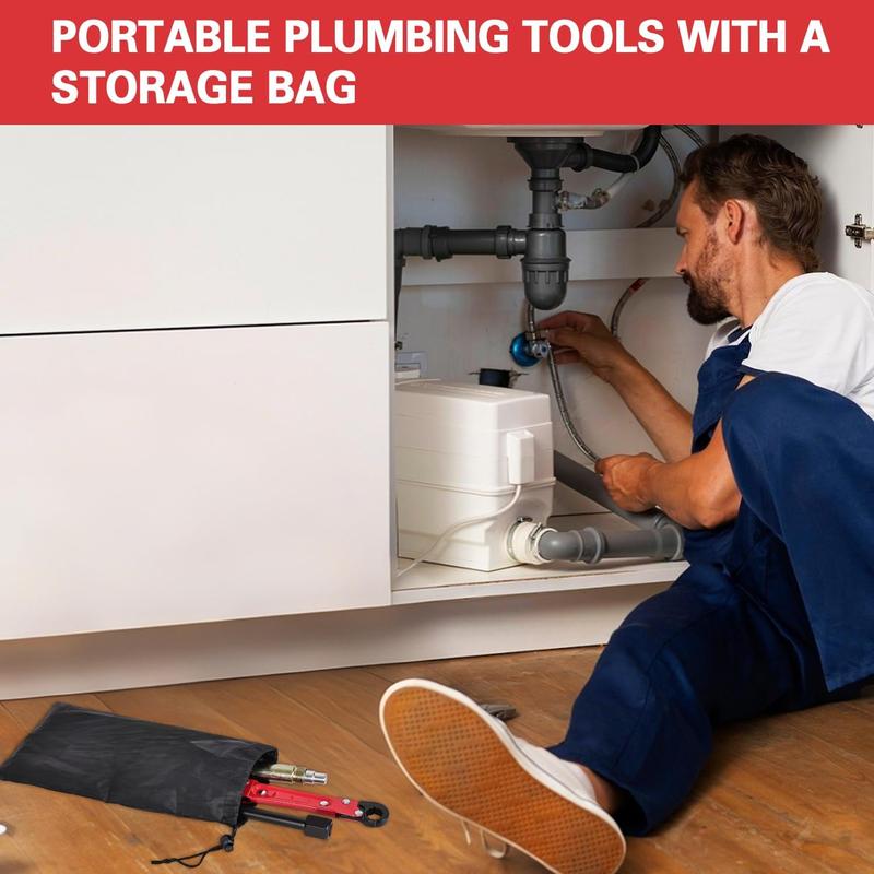 6 Pcs Plumbing Tools Kit with Angle Stop Wrench & 1/2-Inch Compression Sleeve Puller, Professional Plumbers Wrench, Sandpaper and Storage Bag for Frozen/Corroded Angle Stop