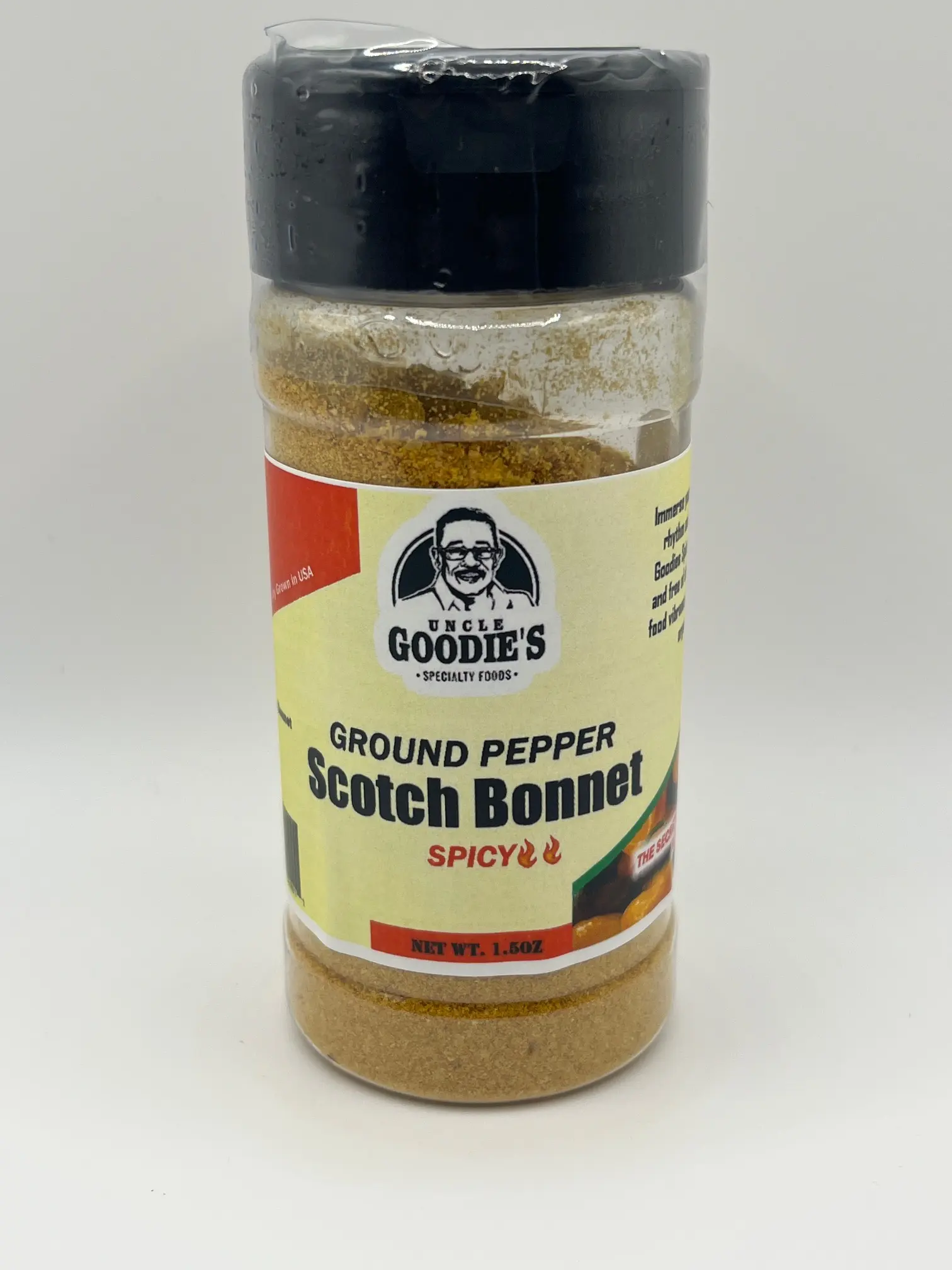 Uncle Goodie's Scotch Bonnet Pepper Powder - HOT 1.5oz, 100% Dehydrated Green, Natural Flavor, Professional-Grade Quality, Caribbean Heat, No Additives