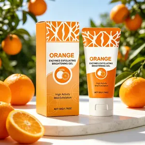 Orange Exfoliating Gel 50g – Gentle Dead Skin Remover, Pore Cleaner & Brightening Peeling Gel – Enzyme Formula for Face & Body – Mild Exfoliation for Sensitive & Oily Skin – Moisturizing Body Care